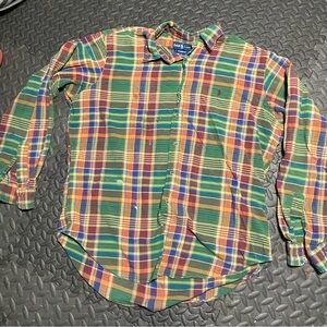 Ralph Lauren Green Orange Purple Plaid Button-Down Shirt